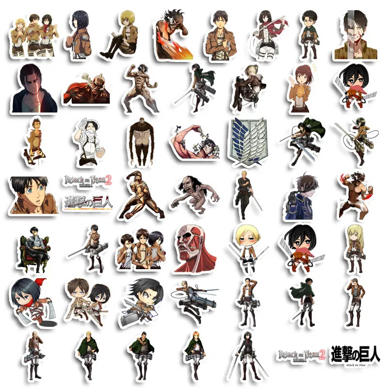 50PCS Anime Attack on Titan Graffiti Stickers for Bicycle Hand Account Pencil Case Decals