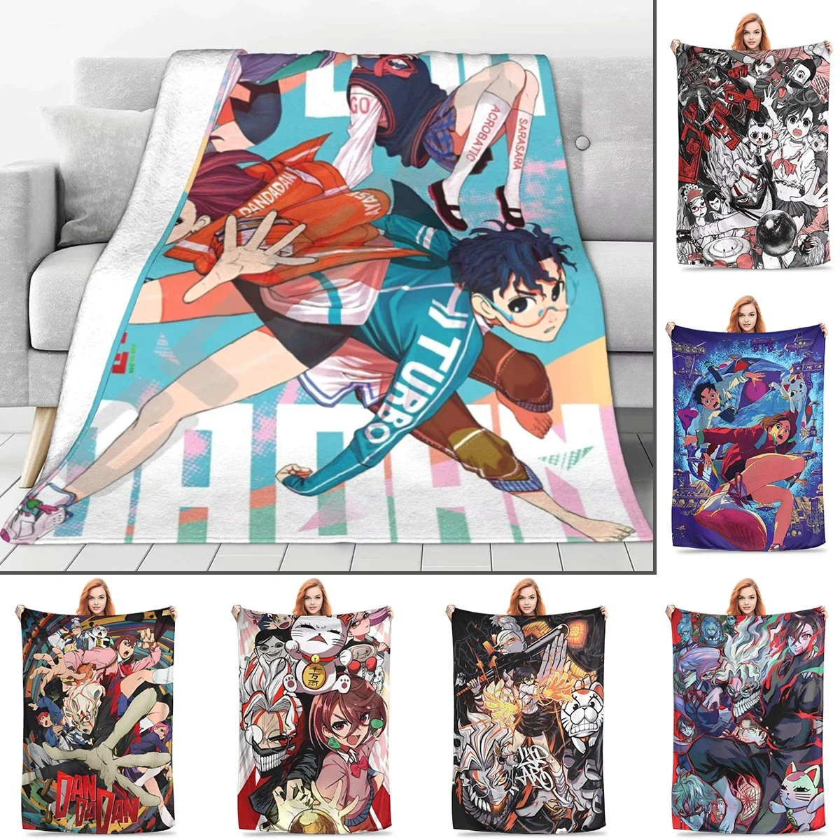 Hot Anime Dandadan Okarun Momo Blankets Coral Fleece Plush Anime Manga Takakura Ken  Soft Throw Blanket Outdoor Travel Sofa