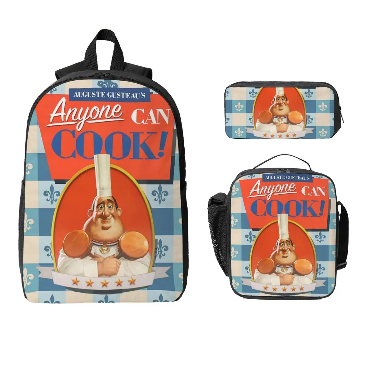 Anyone Can Cook Book Backpack Student Boys Girls BookBag School Bag Computer Shoulder Bags 3ps Insulated Lunch Bag Pencil Case
