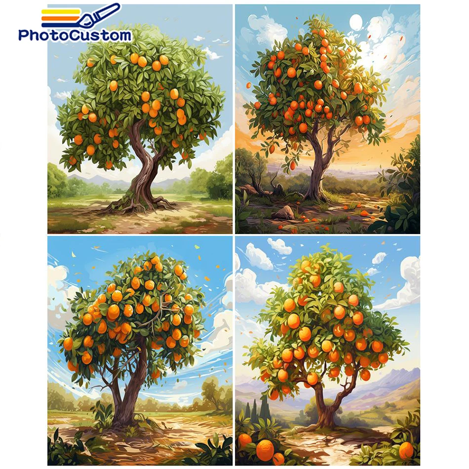 

PhotoCustom Oil Painting By Numbers Scenery Handpainted Tree Home Personality Decoration Painting DIY Gift Home Decor Wall Art