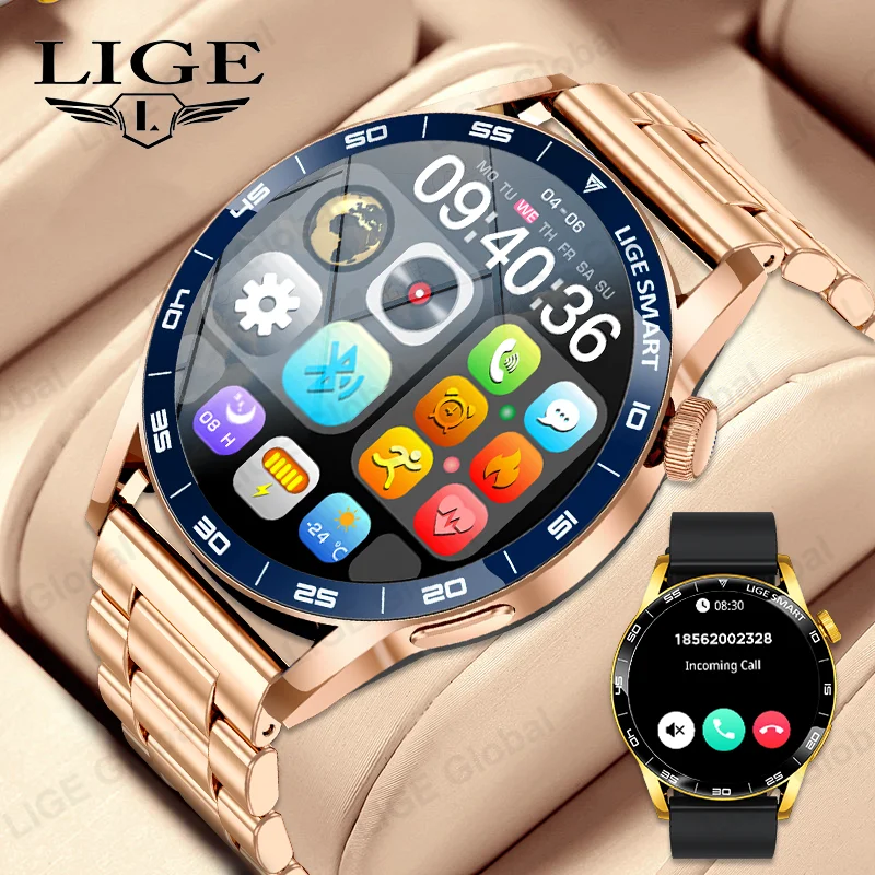 

LIGE 2025 New Smartwatch Men For Android iOS Phone 1.38" HD Bluetooth Call Heart Rate Monitor IP68 Waterproof Sport Smart Watch