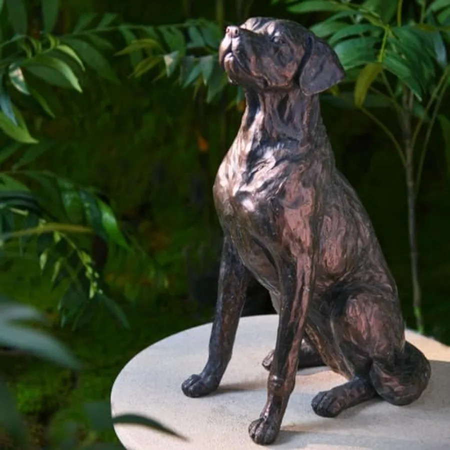 

Outdoor Garden Decoration: Black Resin Labrador Dog Statue, 19-inch Sitting Sculpture for Patio, Lawn, Yard, Porch Durable Weat