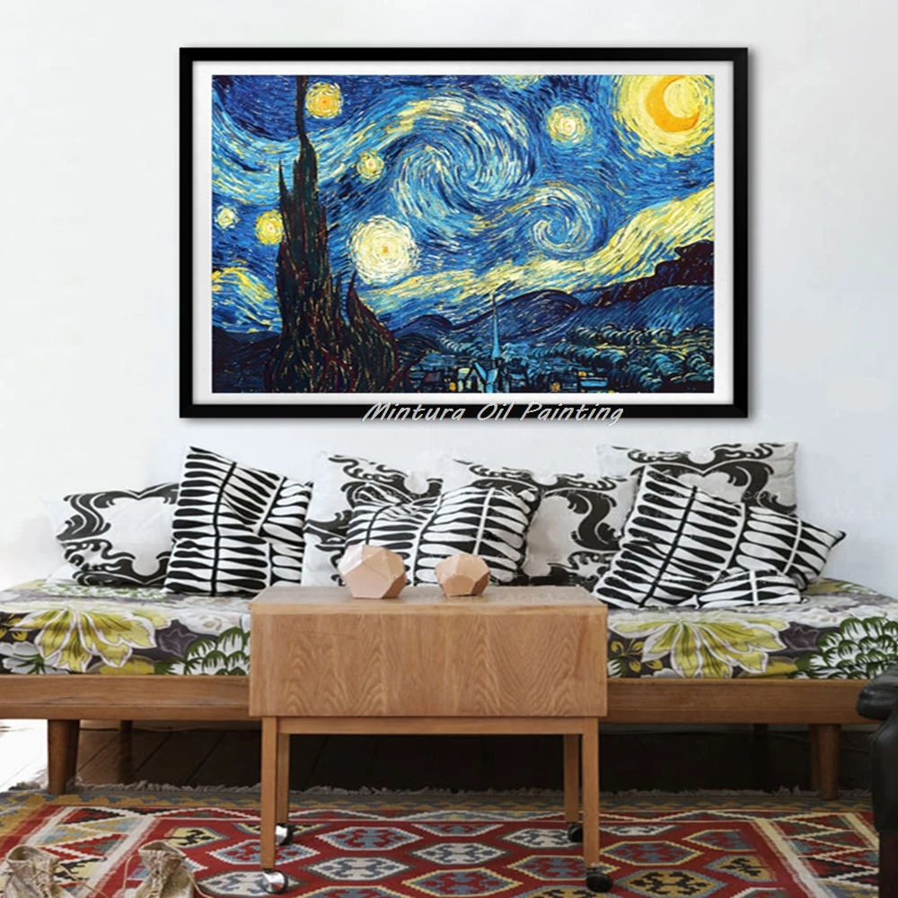 

Mintura Handpainted Vincent van Gogh Famous Oil Painting on Canvas,Wall Art Picture,Impression Starry Sky Poster,Home Decoration