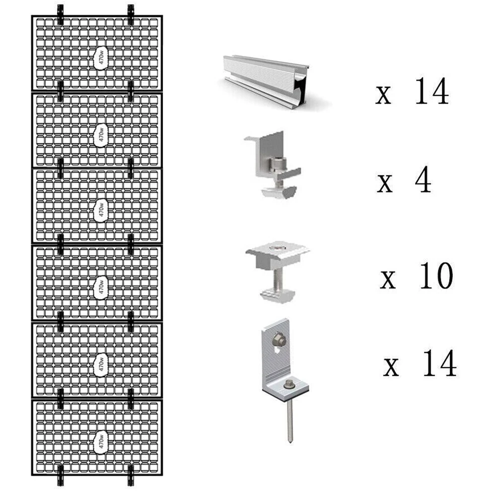 Solar Rail Alu Mounting Rail Solar Profile Solar System Accessories Set Aluminum Alloy Bracket Rail Silver Brand New
