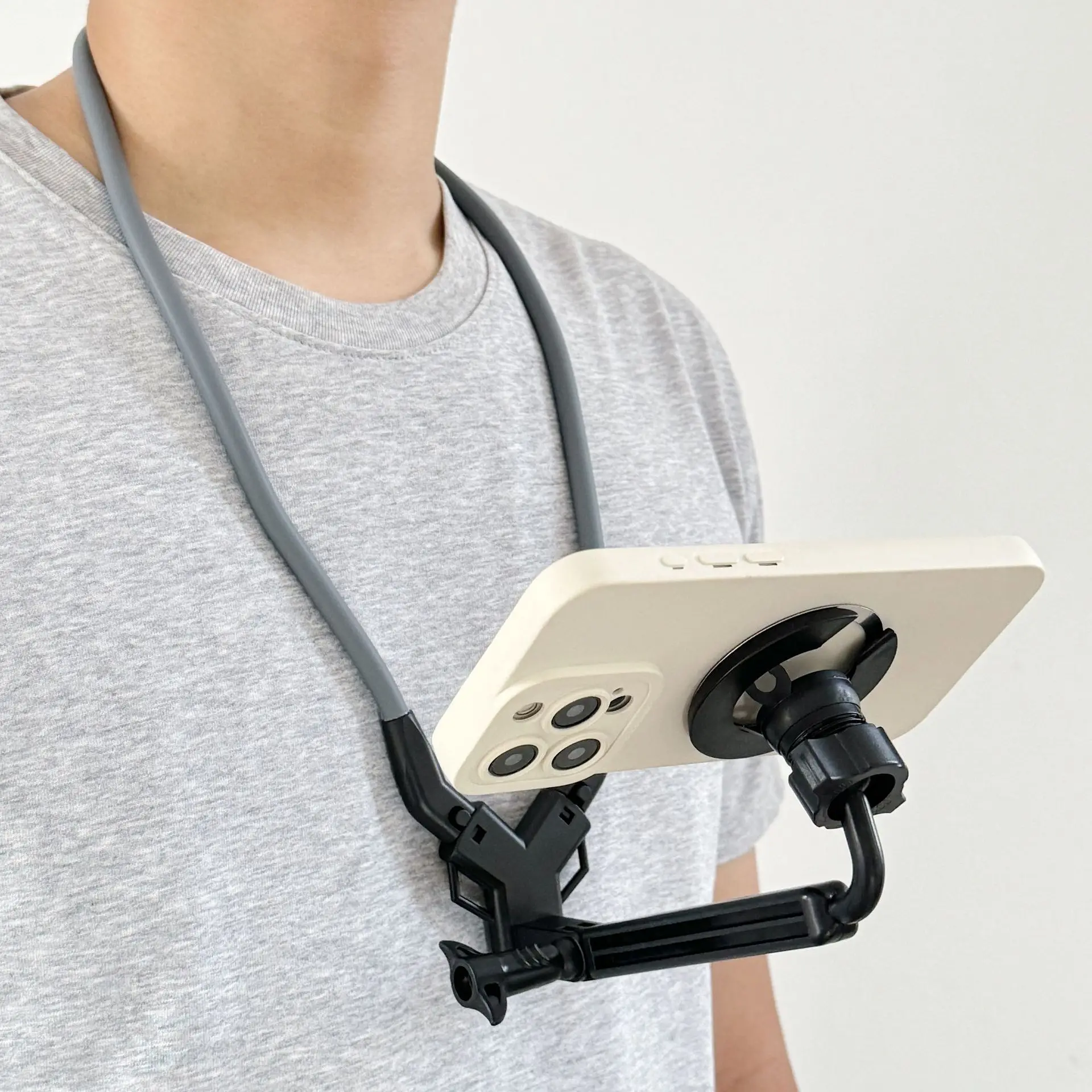 

NO MORE SHAKY VIDEOS! Magnetic Neck Phone Holder Super Stable for Walking, Vlogging Workouts!Hands-Free & Shockproof Effortless