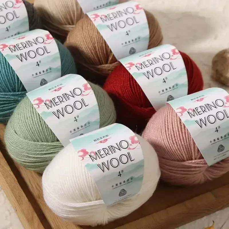 50g Merino Wool Yarn Ball for DIY Hand Knitting Crochet Coarse Wool Sweater and Scarf Cozy Soft