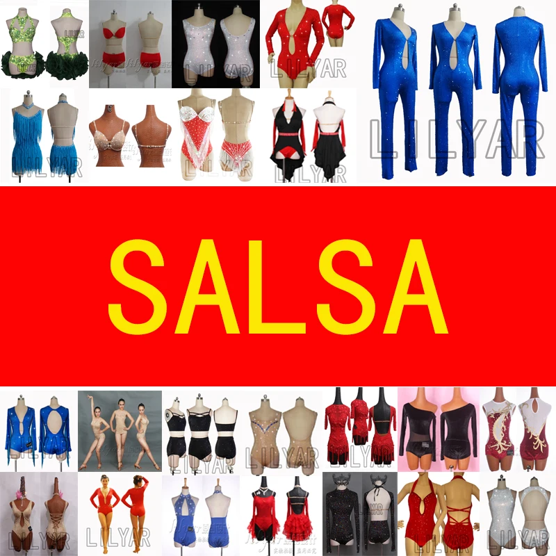 

Salsa Dance Costume Performance Outfit Short High Slit Swimsuit Pole Dance Performance Outfit Stage Competition Gymnastics