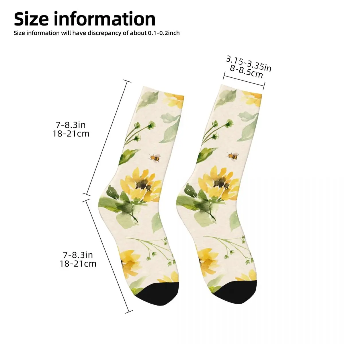 Calcetines largos de girasoles y abejas, medias absorbentes de sudor Harajuku, accesorios para todas las estaciones, regalos para hombres y mujeres