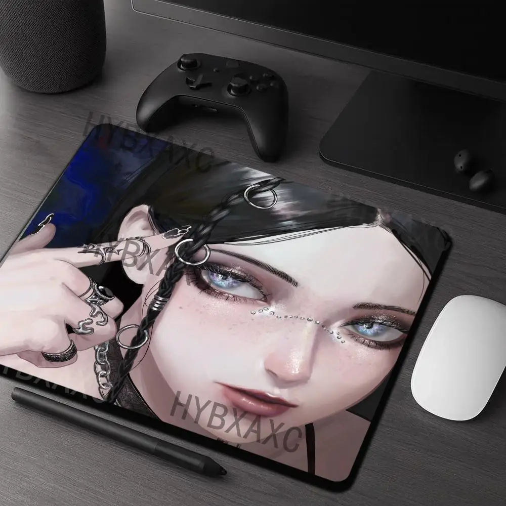 HYBXAXC Dark Cool Beauty Anime Girl Small Mouse Pad Thickened Desktop Computer Keyboard Wireless Mouse Boy Girl Gift for CS DOTA