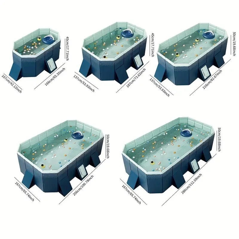 2.1m PVC Folding Pool Non inflatable Outdoor Patio Beach Garden Summer Cooling Bathing Pool For Family Kids