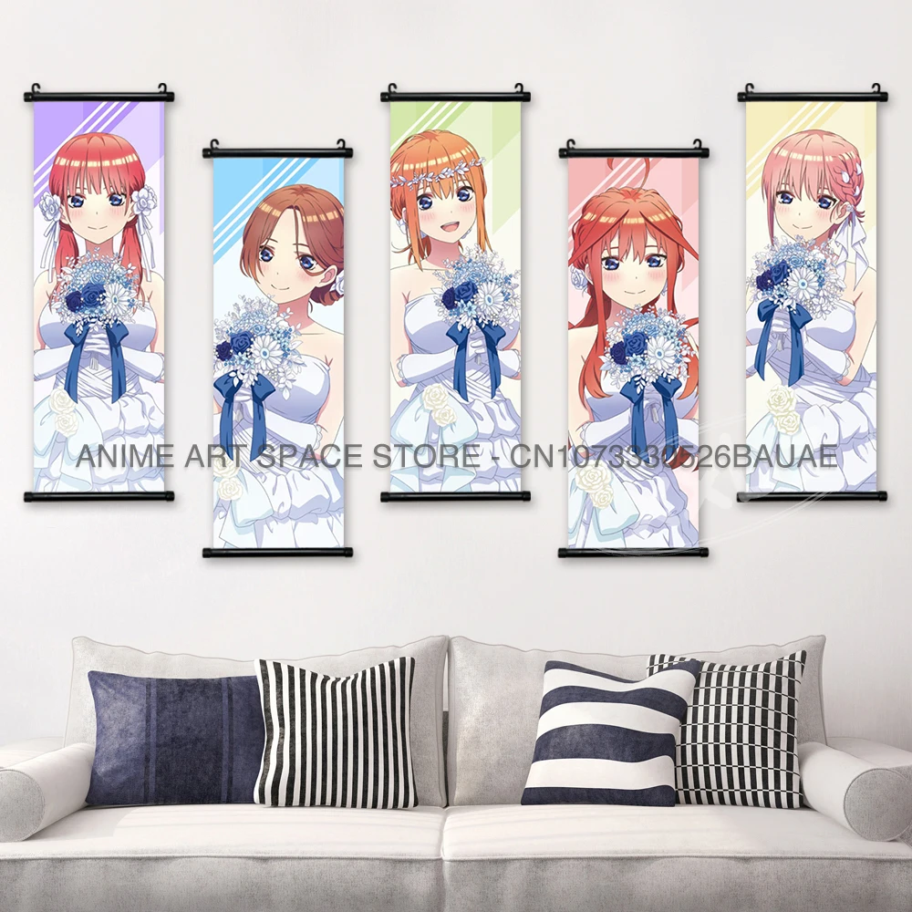 The Quintessential Quintuplets Hanging Paintings Poster Anime Scroll Picture Home Decor Kawaii Interior Wall Art For Living Room