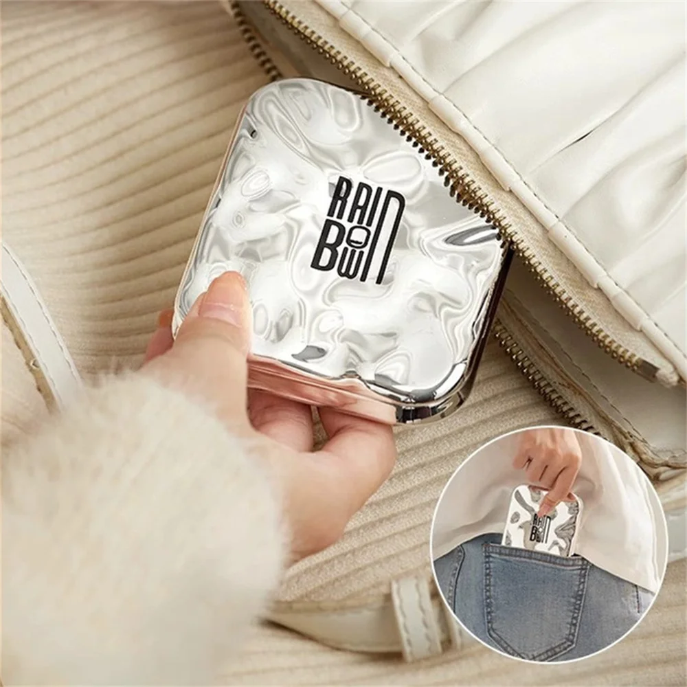 Galaxy Folding Make Up Mini Mirror with LED Light 5X Magnifying Small Pocket Portable Travel Cosmetic Mirrors with Type-C Cable