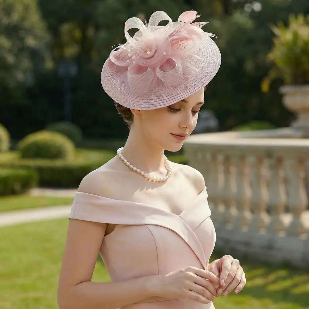 

Изысканная заколка для волос с сеткой и перьями, элегантный винтажный головной убор-фасцинатор, формальная шляпка для маскарада, повязка для волос для женщин