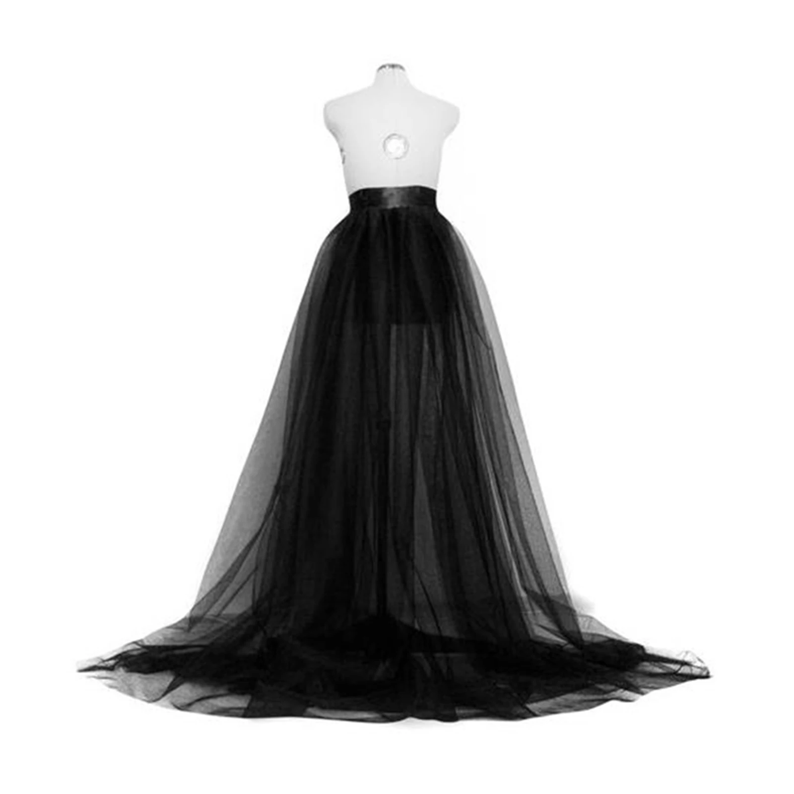 Women Tulle Tutu Long Skirt Lace Up High Waisted Detachable Solid Color Dress for Party Cosplay Prom Ladies