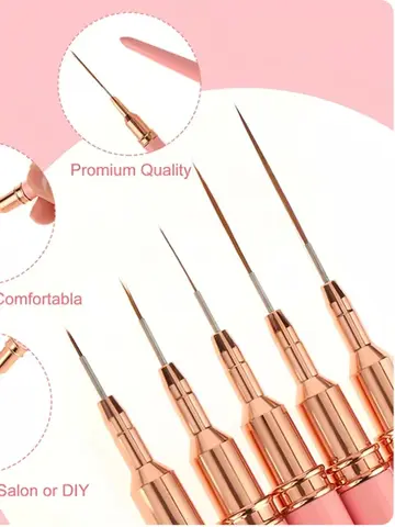 5pcs Nail Art Liner Brush Set UV Gel Nail Brushes Kits French Stripe Line Painting Drawing Flower Pen Professional Manicure Tool
