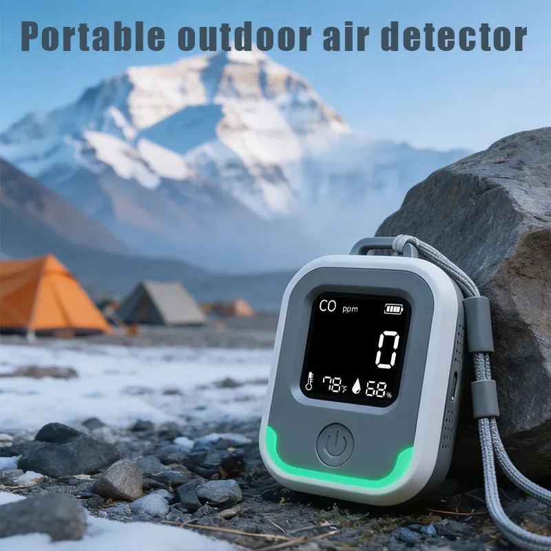 5-in-1 Vibrating Carbon Monoxide Detector, Suitable for Caravans, Camping, Magnetic Suction Portable Rechargeable, Temperature
