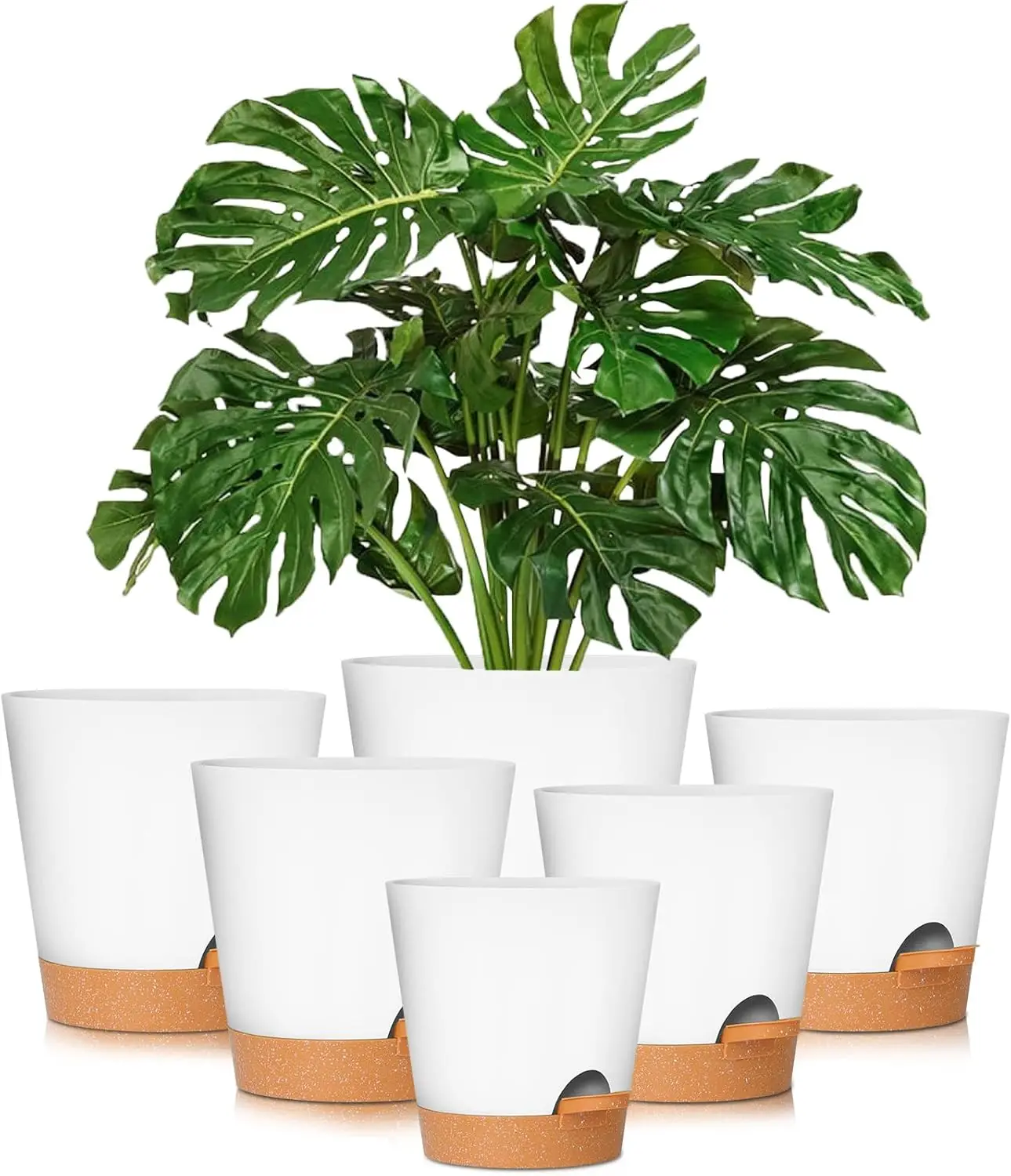 

Plant Pots 8/7/6.5/6/5.5/5 Inch Self Watering Planters with Drainage Hole, Plastic Flower Pots, Nursery Planting Pot for