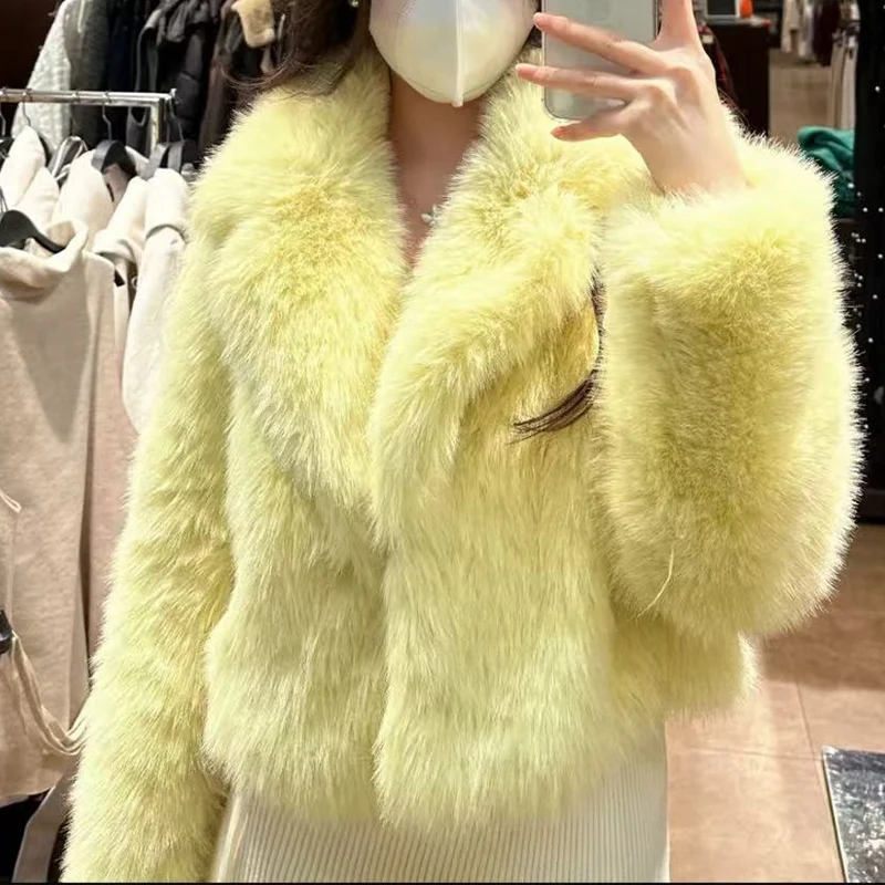 معطف نسائي من الفرو الصناعي 2025 موضة جديدة للخريف والشتاء سترة سميكة للنساء ملابس أنيقة وأنيقة للسيدات #4