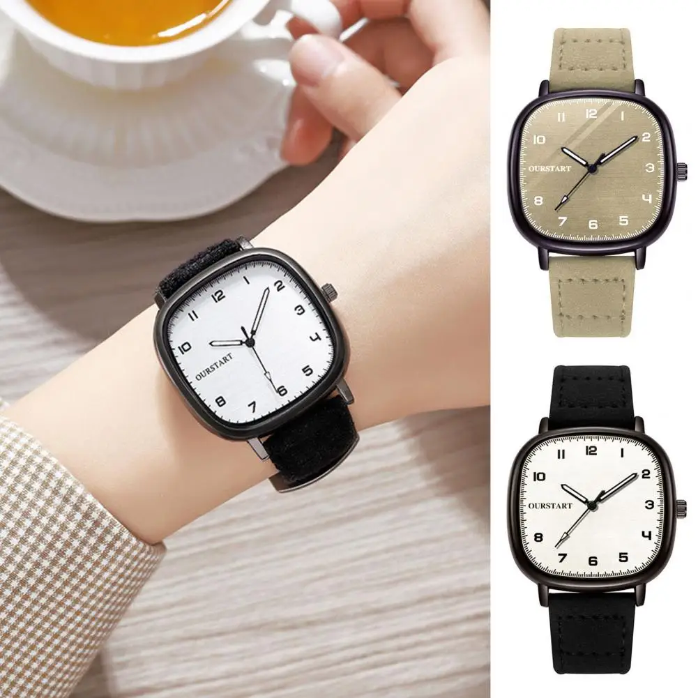 Student Watch Women Elegant Watch Elegant Lady's Quartz Wristwatch with Square Dial Adjustable Silicone Strap for Fashionable