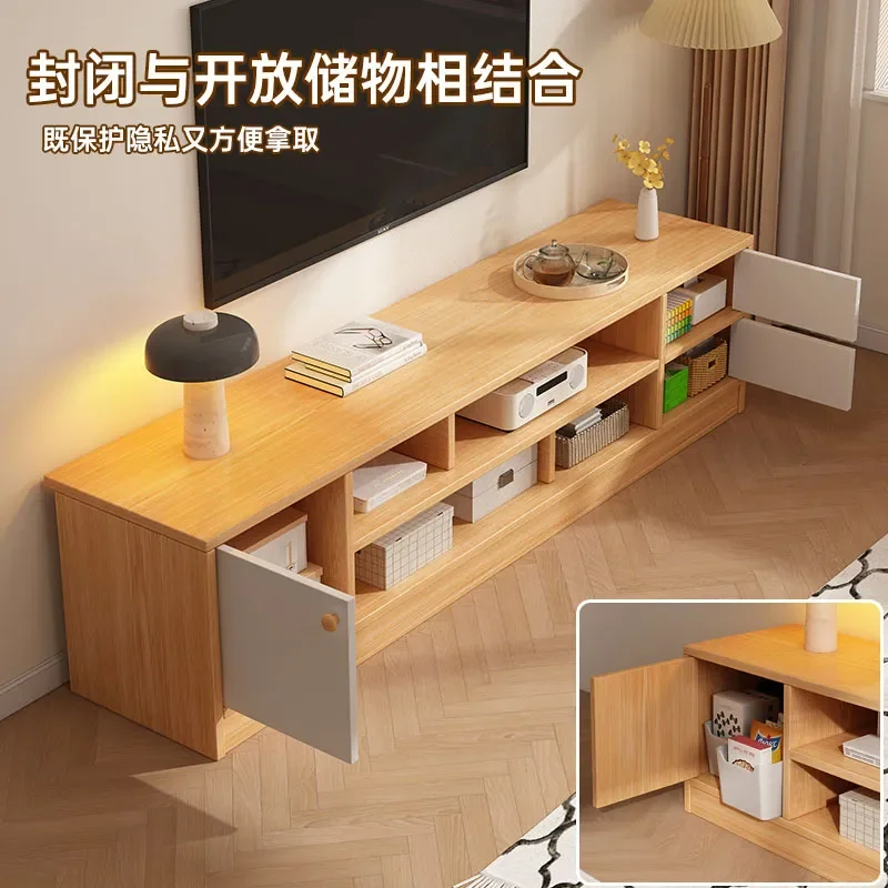for Modern Simple Solid Wood TV Cabinet Small Apartment Living Room Household Floor Storage Unit Wholesale New Design