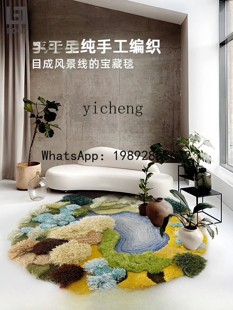 Handmade round Carpet Wool Blend Advanced Shaped Children's Room Bedroom Bedside Blanket