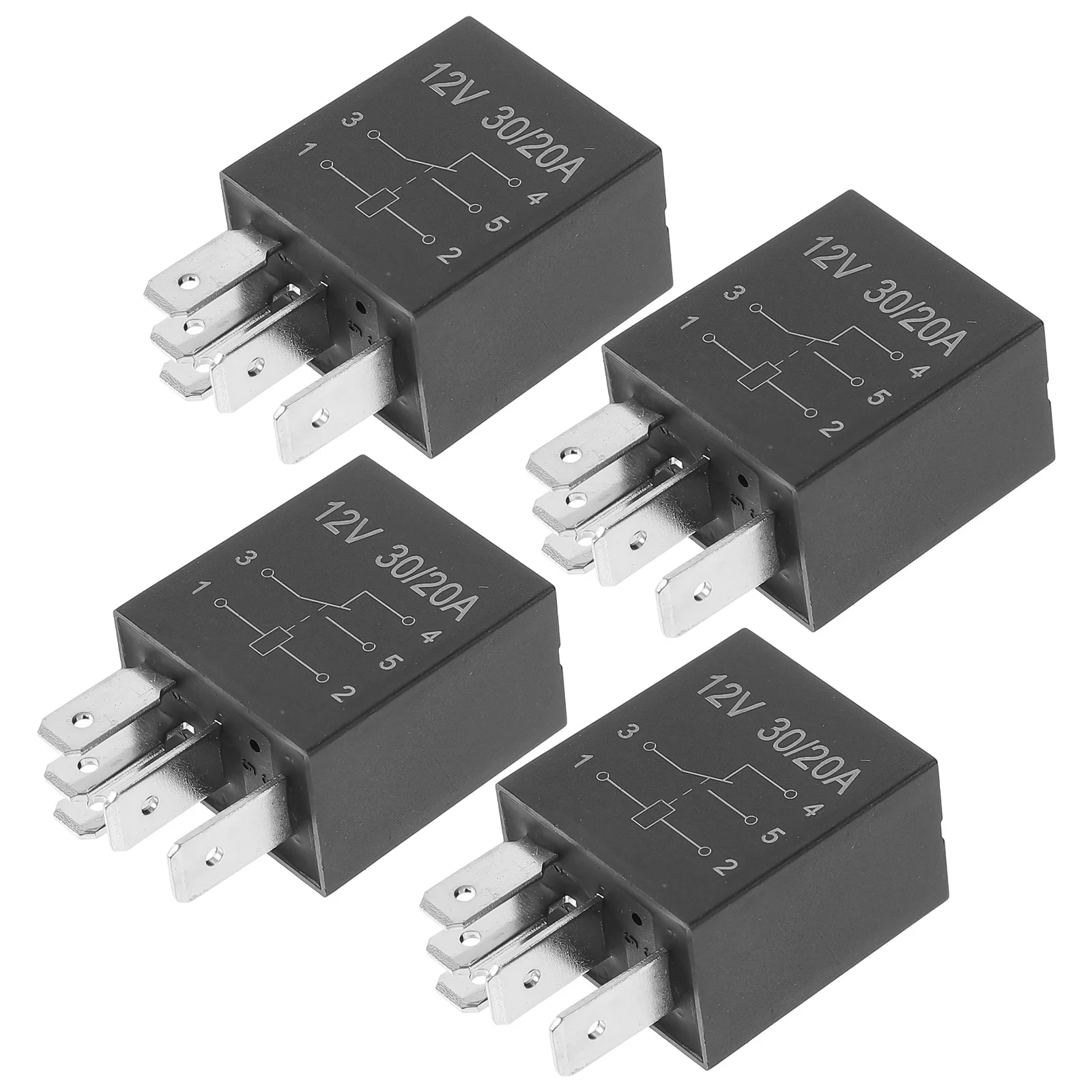 

4Pcs 12V 5 Pin Car Relay 30A Automotive Relay with Copper Coil Silver Alloy Contacts High Grade Flame Retardant Plastic for Auto