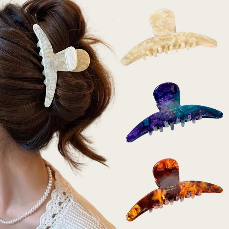 

Dowell Large Shark Clip Elegant Stylish Acetate Hair Grab Clip for Semi-Tied Bun Fashionable Hair Accessories