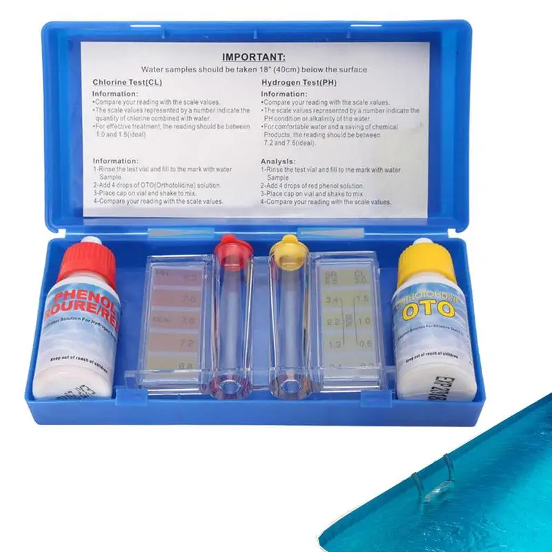 Chlorine PH Test Kit Pool Spa Test Kit For Hot Tub Swimming Pool Spa PH Chlorine Tester Water Quality Testing Kit Swimming Pool