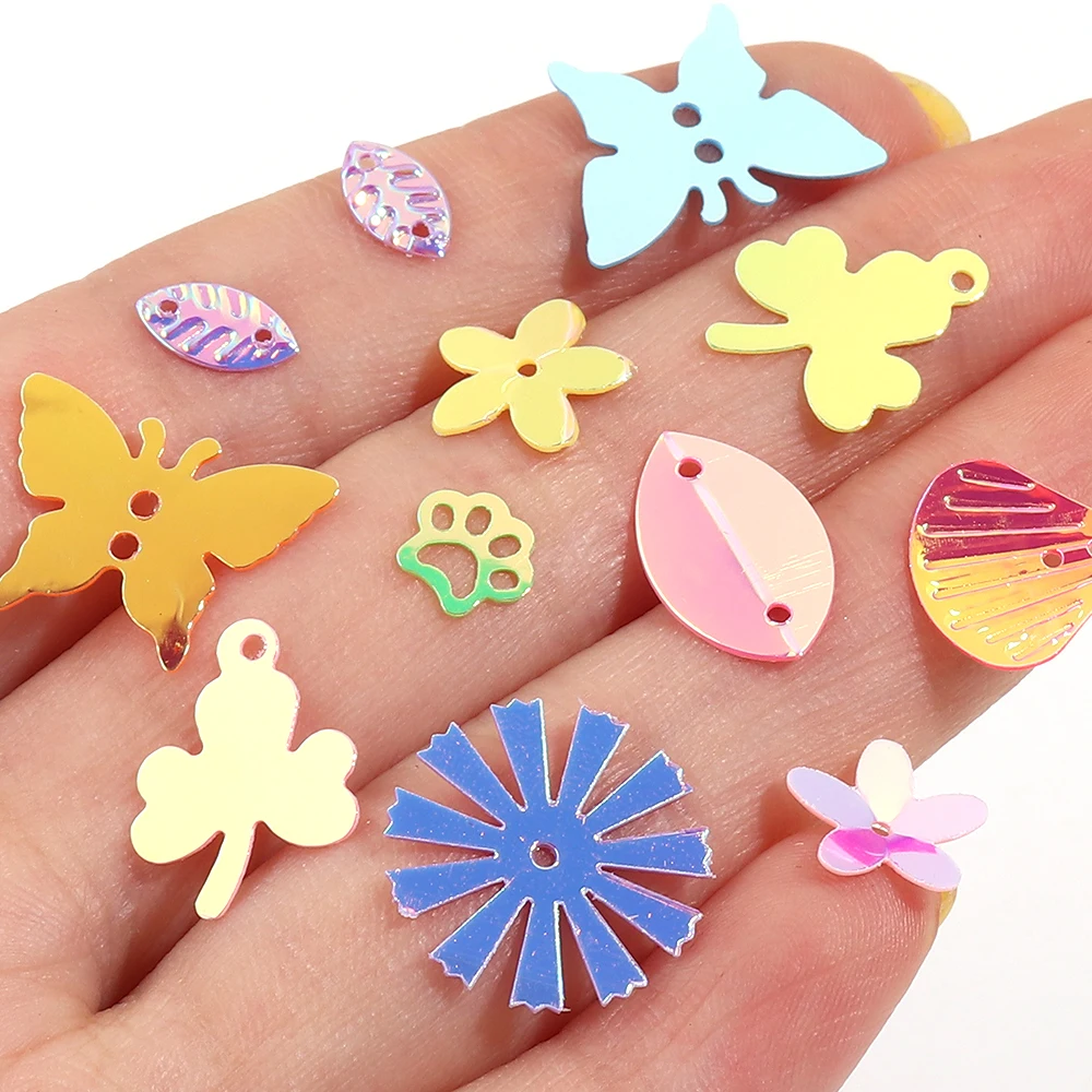 20g Bunte Glänzende Pailletten Blumen Schmetterling Muschel Flache PVC-Pailletten für DIY-Bastelarbeiten Schmuck Dekoration Kleidung Nähzubehör – Detail 5
