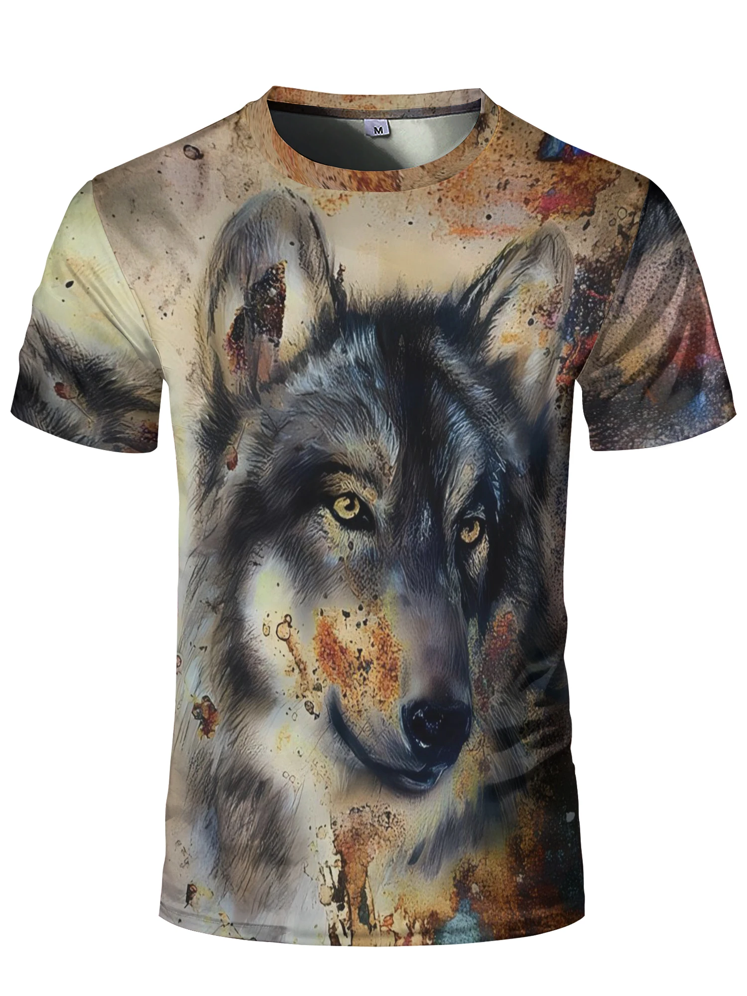 2024 Wolf T Shirt For Mens Animal Print Short Sleeve Top 3D Casual Street Man\'s T-shirt Oversized Tee Shirt Men Vintage Clothing