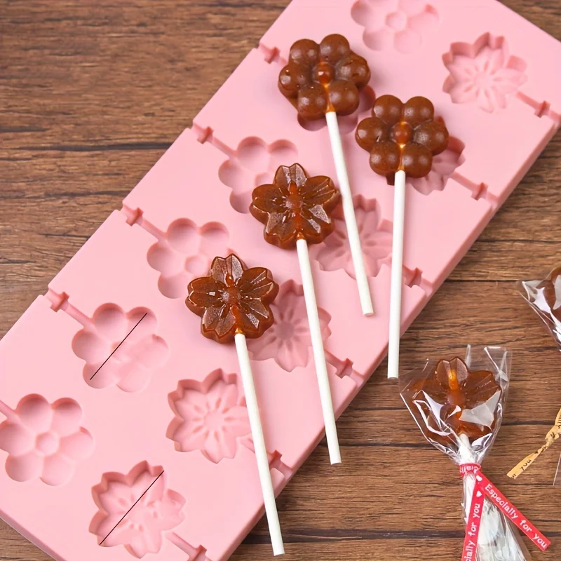 Flower Shape Silicone Lollipop Mold, With Lollipop Stick, Chocolate Cheese Mold, Silicone Pastry Mold, Hard Candy, Cake