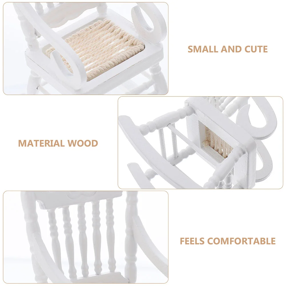 Silla modelo para casas de muñecas, Mini escena en miniatura, decoración mecedora, adorno de madera, accesorios DIY para niños pequeños, 2 uds.