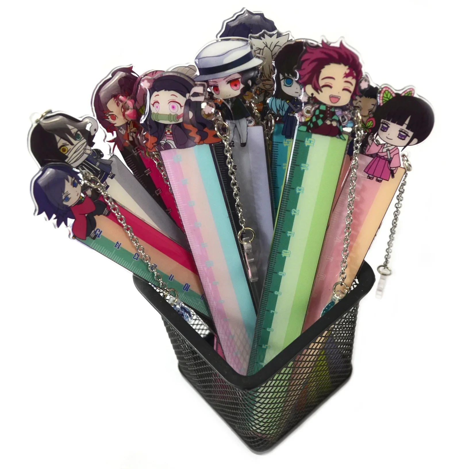Anime Ruler Kamado Tanjirou Nezuko Kawaii Figure Straight Ruler Drawing Rulers School Stationery Gift