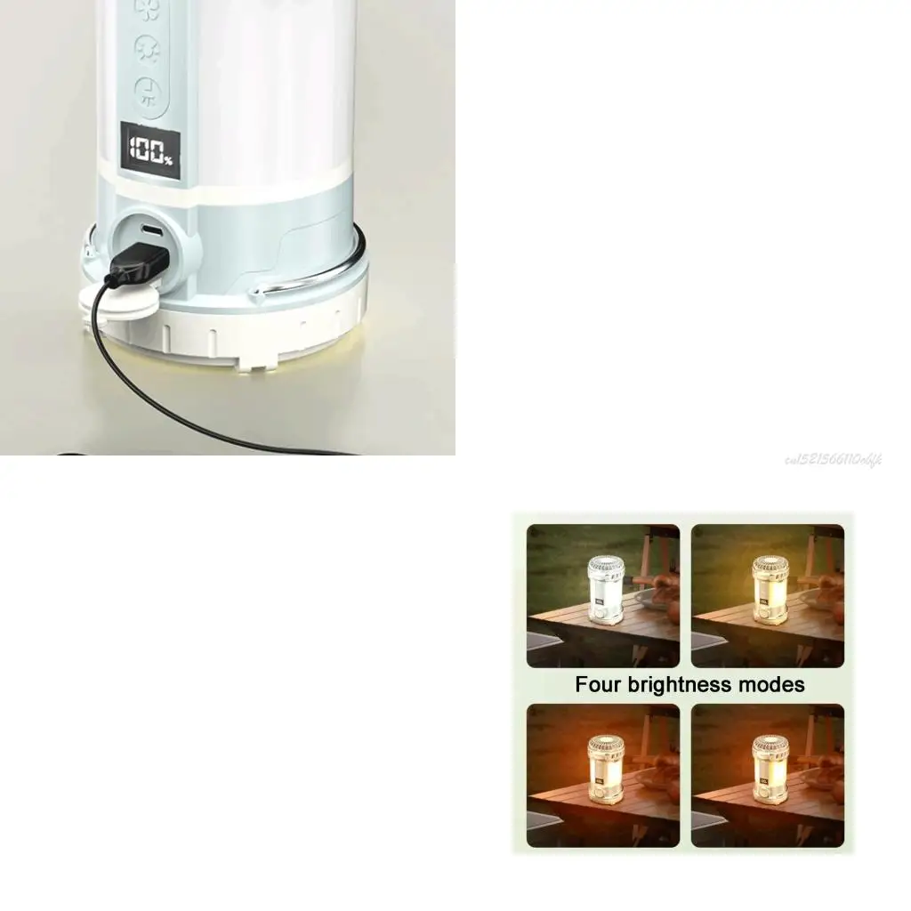 

27RB Перезаряжаемый открытый вентилятор Light 3 Speed ​​Регулируемый 4 режима освещения ЖК -экран