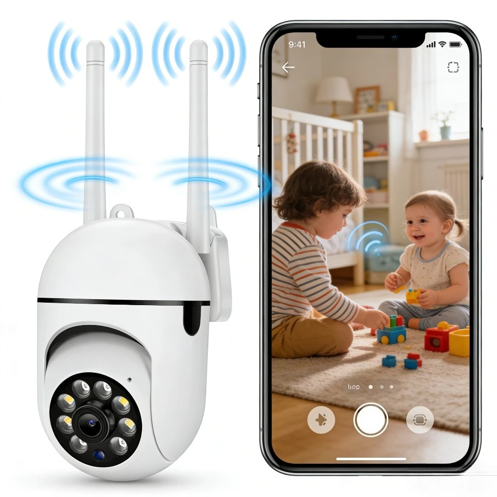 

Беспроводная камера безопасности DFITO HD с обнаружением движения, ИК-ночным видением, удаленным просмотром через приложение, поддержкой карты TF 128 ГБ для домашнего и офисного видеонаблюдения