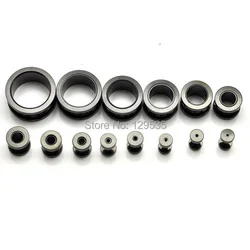 2Pieces 1.4 1.8 2 2.5 3 4 5 6 8 10 12 14 16 18mm Black White Pulley Stainless Steel Punk Men Pierced Earring Hollow Ear Expander