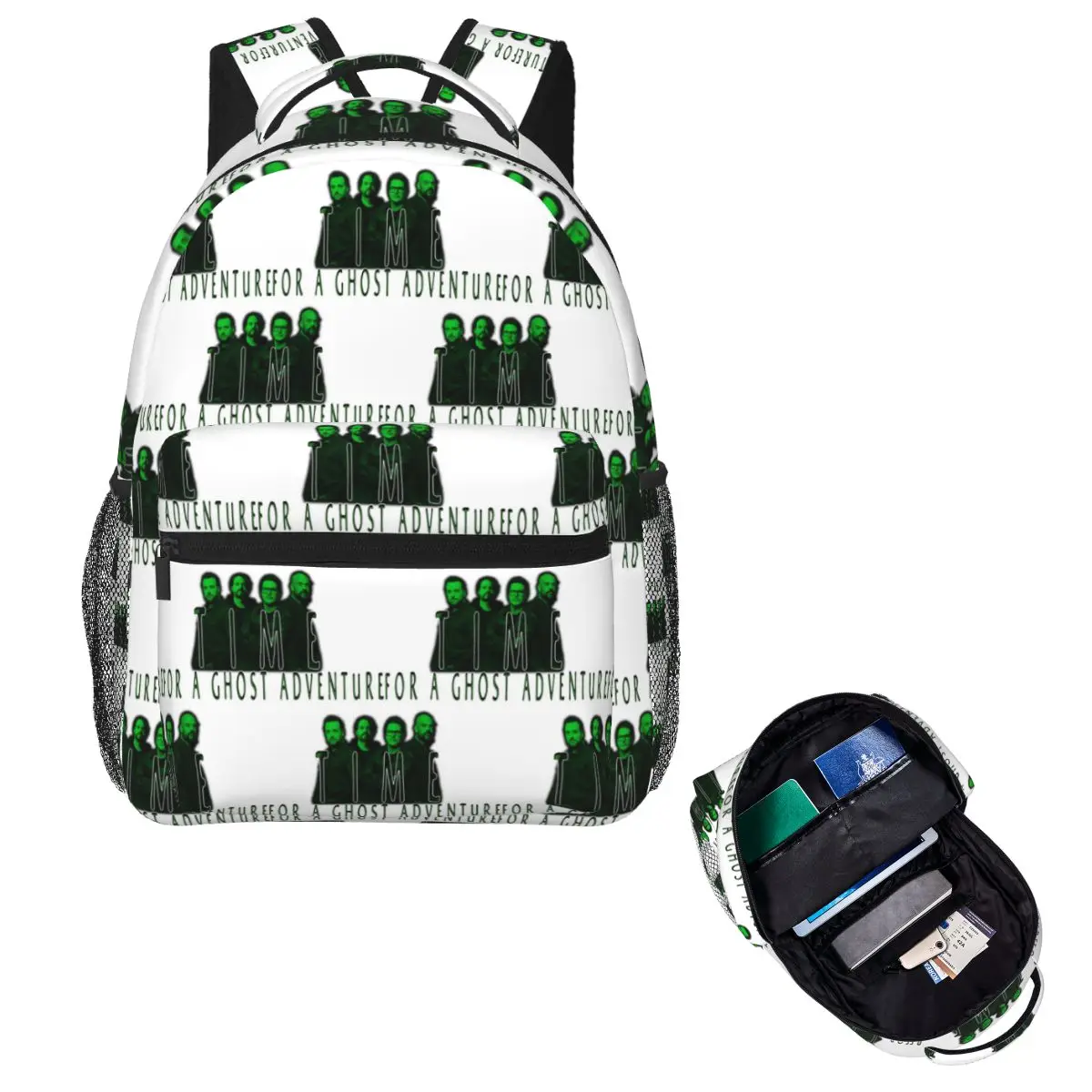 Time For A Ghost Adventure Student Backpack School Bag Hiking Travel Daypack for Boys Girls Fashion Bookbag Shoulder Bags