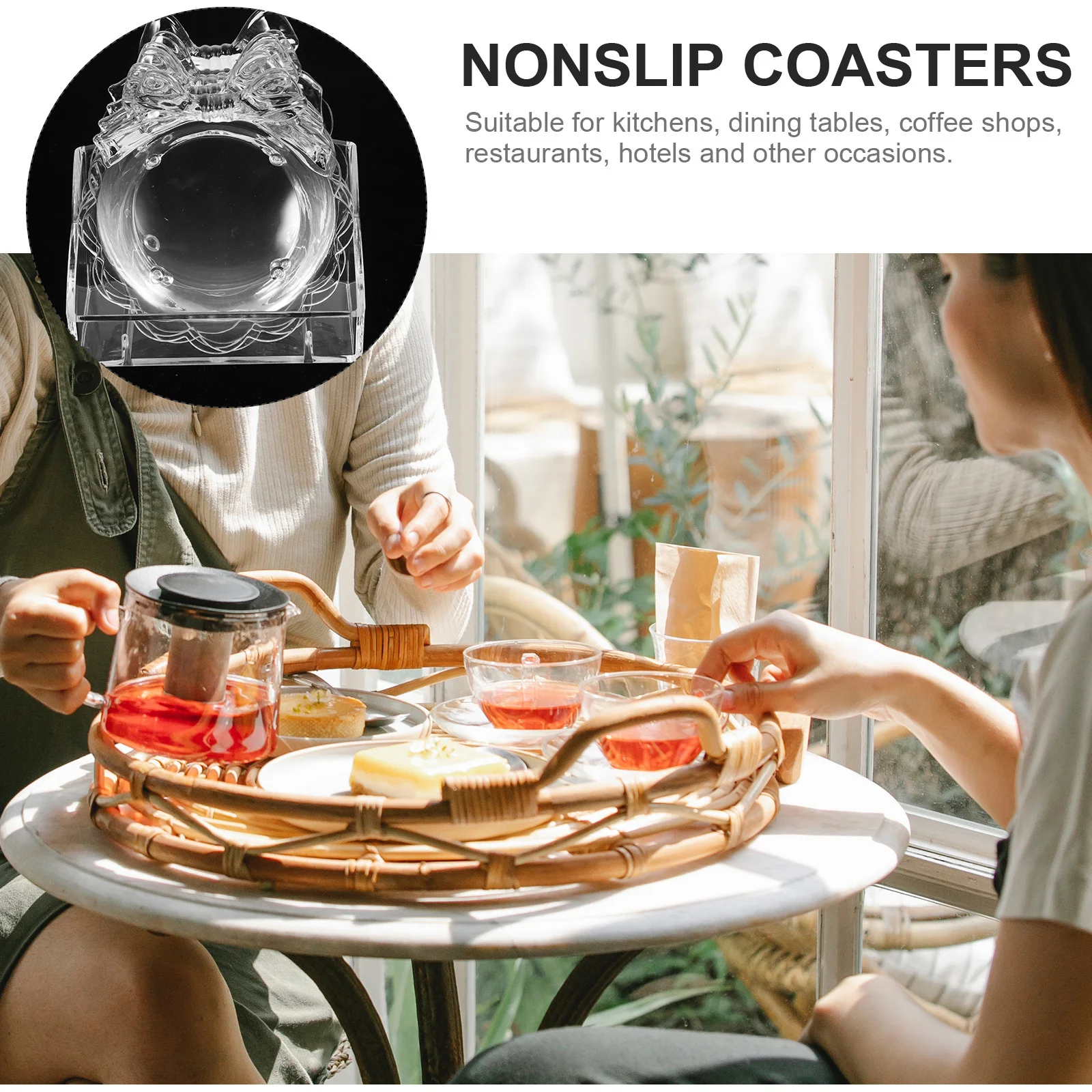 

1Set Acrylic Coasters Heat Resistant Nonslip Cup Cushions Cute Drink Coasters for Coffee Table Home Kitchen Decor