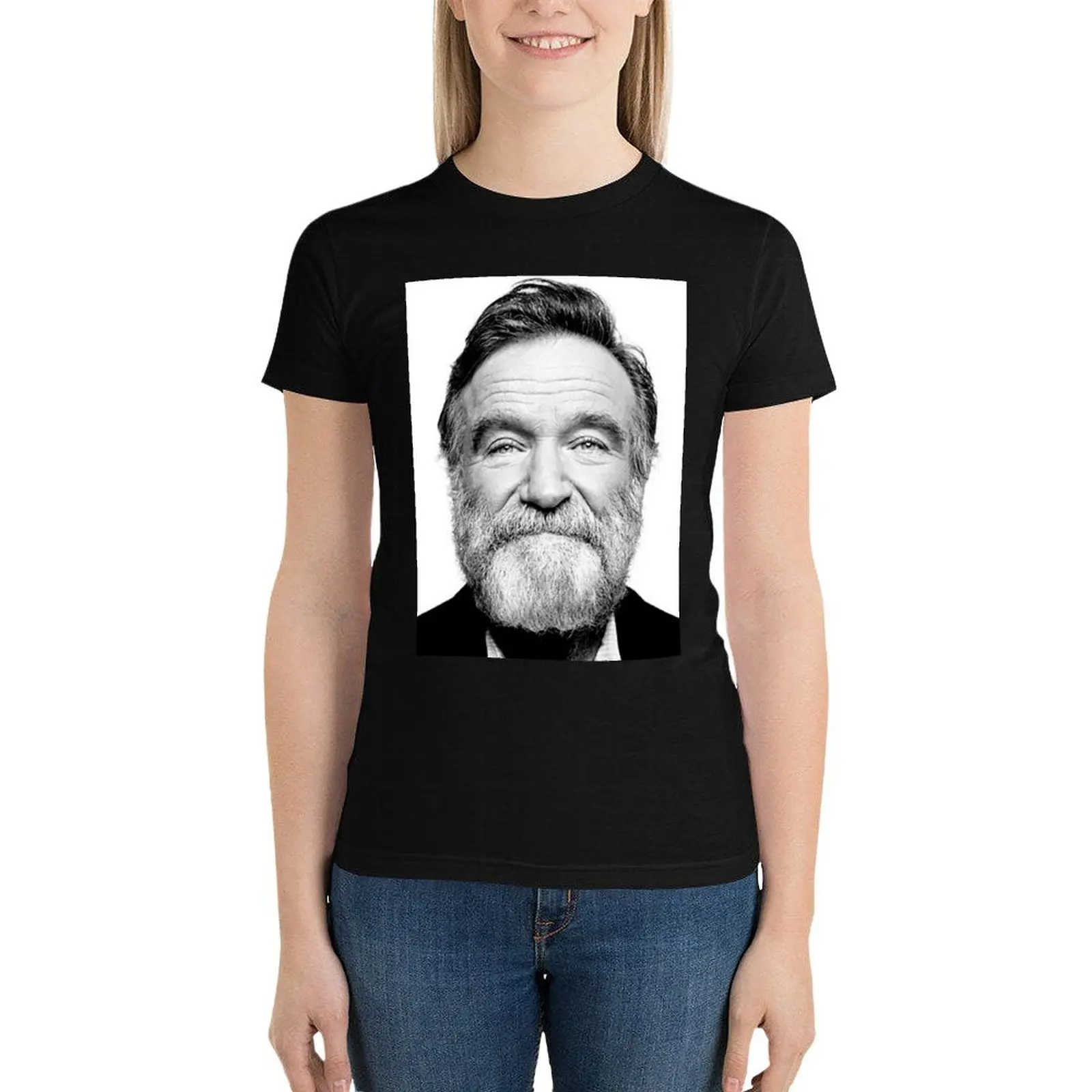 robin williams beard T-Shirt korean fashion cute clothes animal print shirt for girls womans clothing