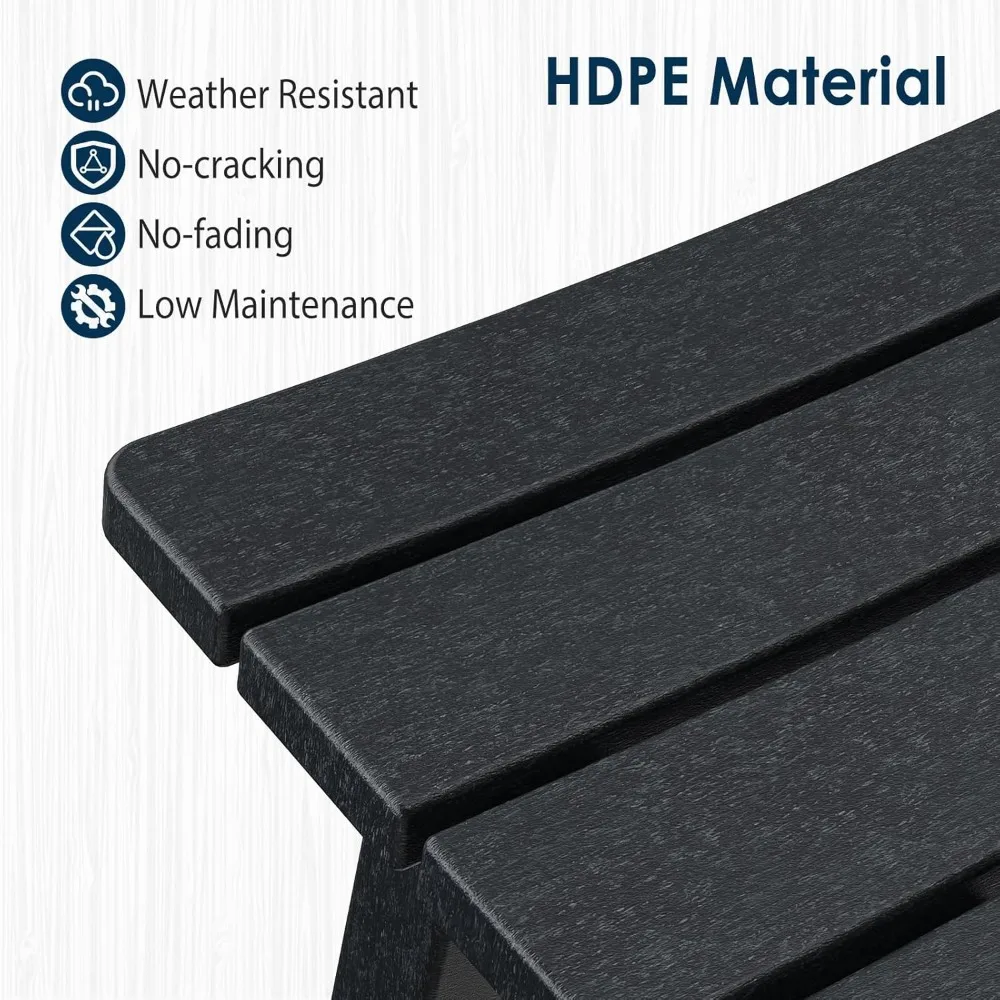 مقاعد بار خارجية مقاومة للعوامل الجوية، كراسي HDPE مقاس 29 بوصة مع مسند للقدمين، مقعد متين مقاوم للماء بارتفاع الفناء
