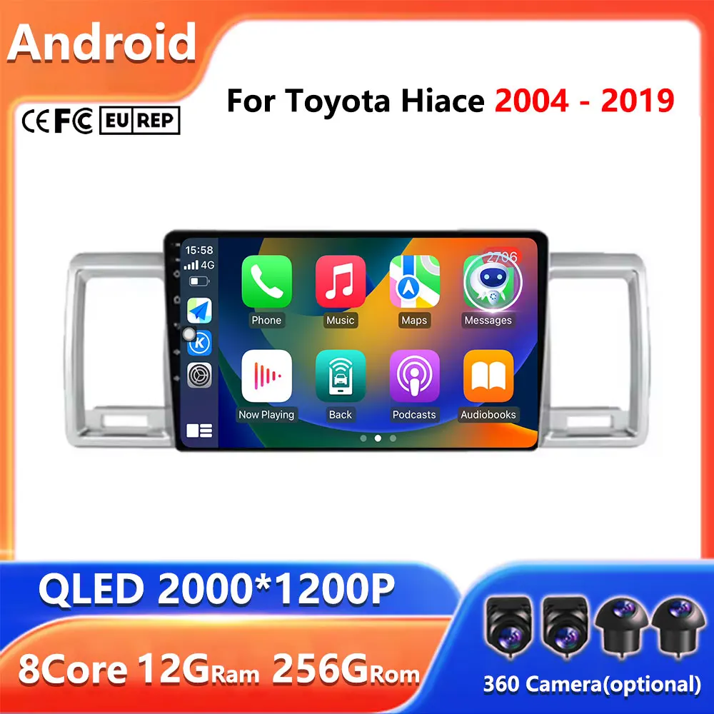 Carplay Navigation GPS 360 Camera 4G WIFI LET DSP Car Radio Multimedia Video Player Android Auto For Toyota Hiace 2004 - 2019
