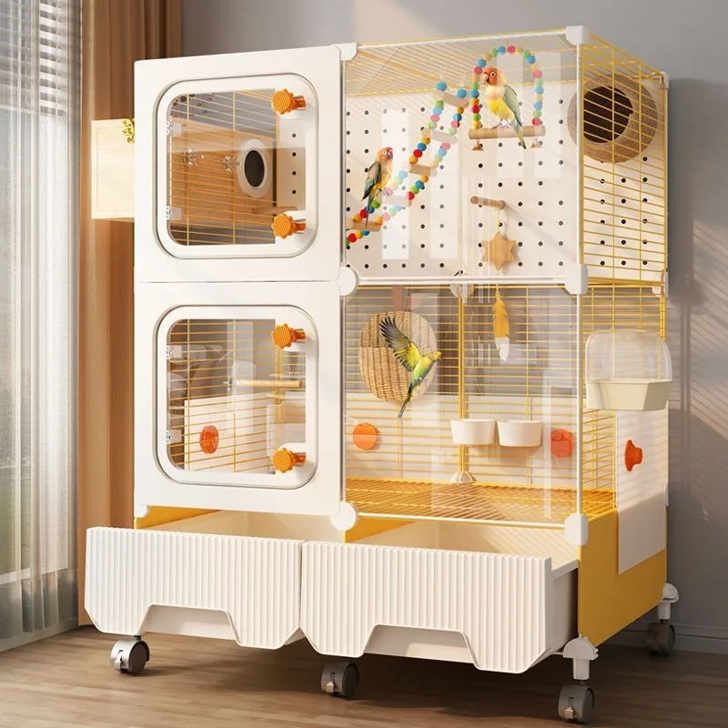 Transparent Metal Birdcage Parrot Cage Home Use Extra-Large Splash-Proof Decorative Luxurious Villa Style for Budgies Cockatiels