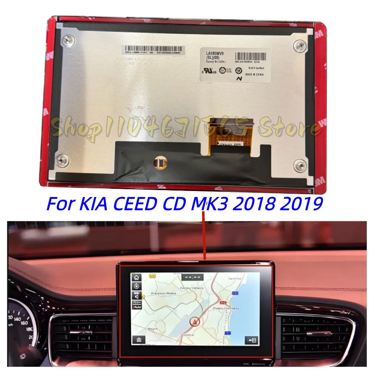 96560-J7250WK شاشة LCD 8 بوصة مع شاشة تعمل باللمس لشاشة الوسائط المتعددة KIA Ceed CD MK3 2019