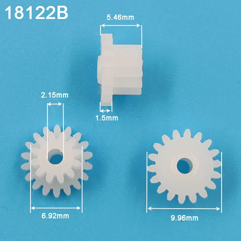 18122B 0.5M Gear 10mm Diameter POM Plastic 18 Teeth + 12 Teeth Double Layer Gears 2.15mm Hole Toy Parts 18+12T