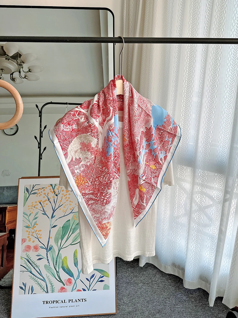 Brand Luxury Women Silk Twill Scarves Lady Silk Fashion Shawl New Arrival Silk Square Brand Foulard 90x90 hijab silk scarf