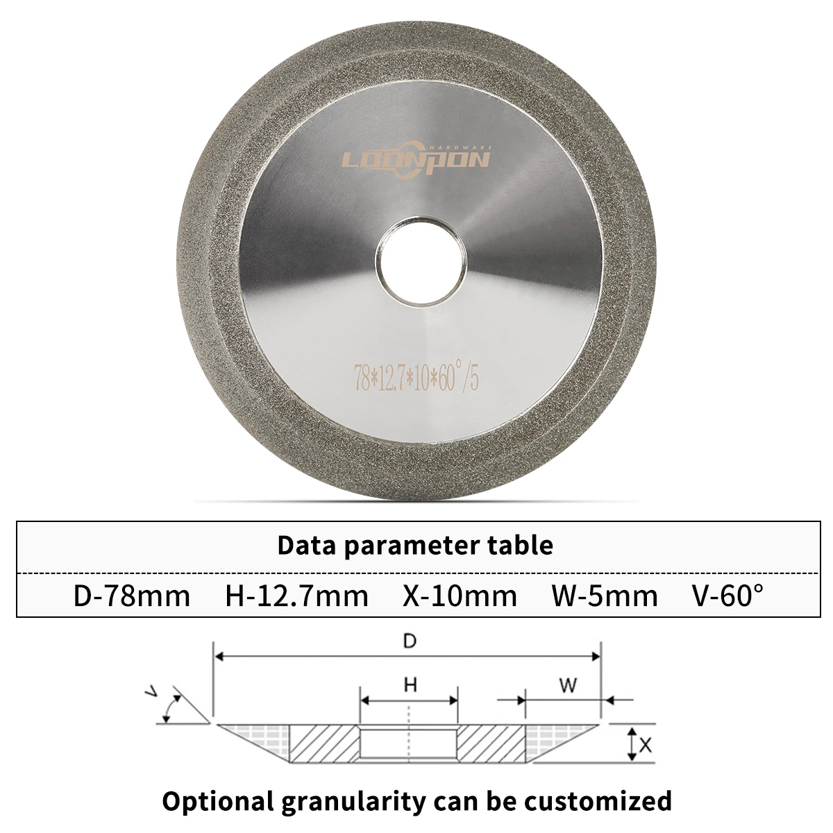 Loonpon 80 mm Diamant-Schleifscheibe, Schleifer, Kreisschärfer, Schleifscheibe für Hartmetall, Metall, Wolframstahl, Fräser – Detail 5