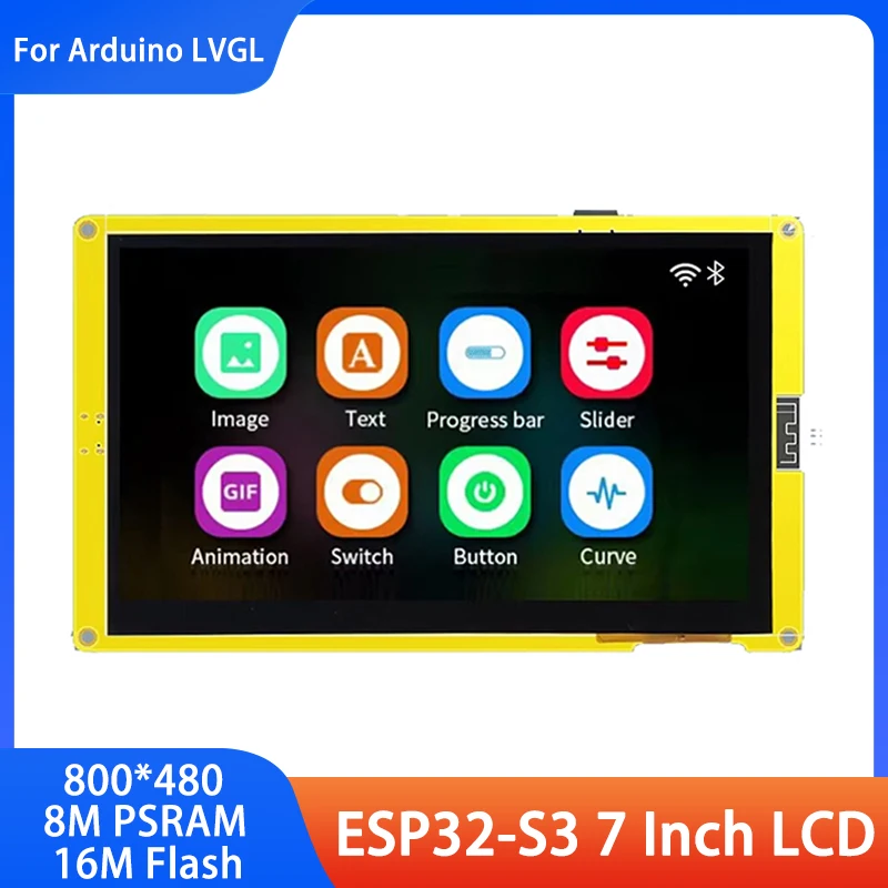 

ESP32-S3 7-дюймовый ЖК-дисплей HMI 8M PSRAM 16M Flash 800*480 WIFI и Bluetooth Smart Display Screen RGB TFT модуль для Arduino Lvgl