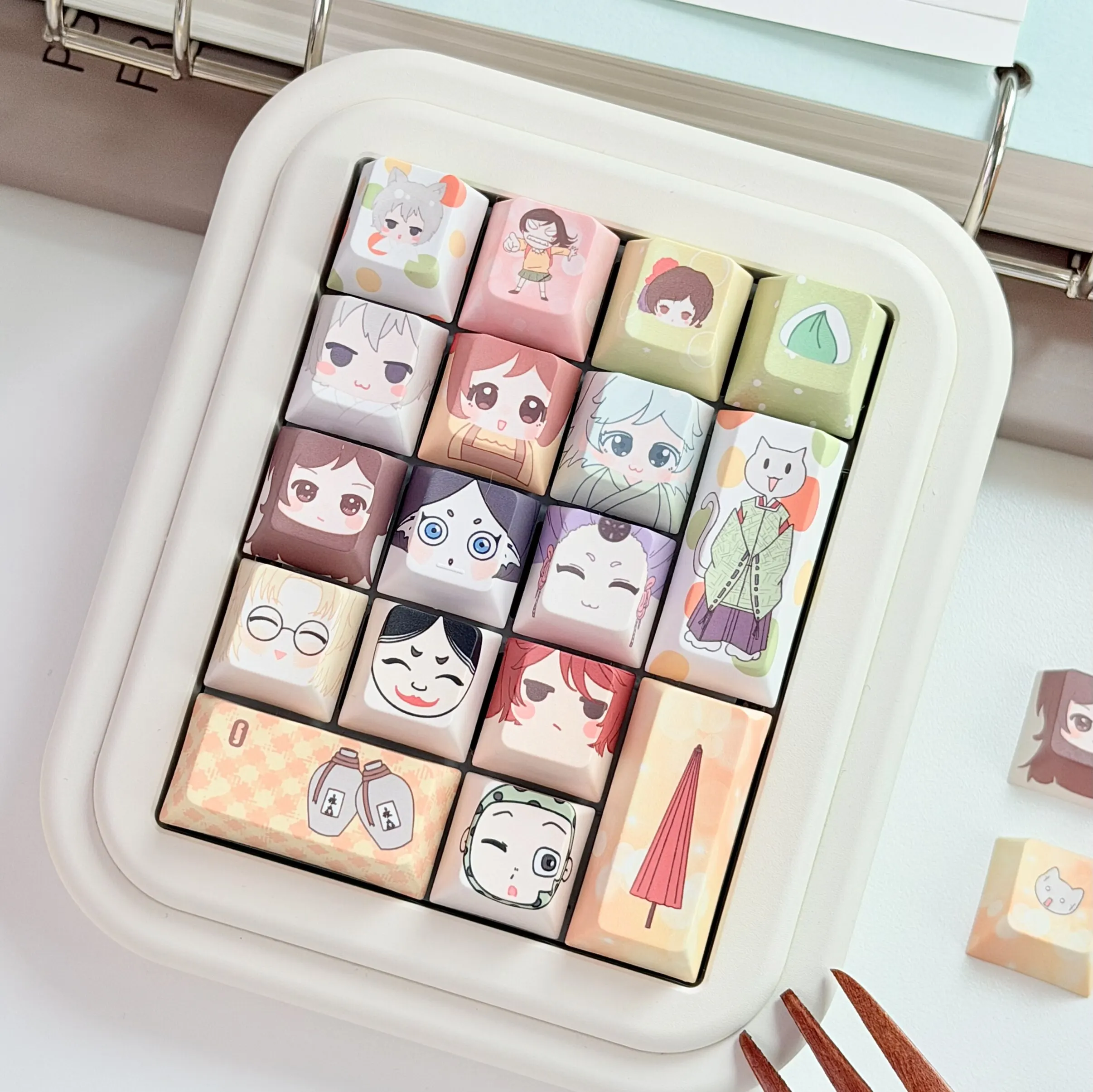 MAIMOOO Energetic Girl Keycap Cartoon Cute Q Version Hand-painted Keycaps for Mechanical Keyboard Cherry PBT Custom Cat Key Cap