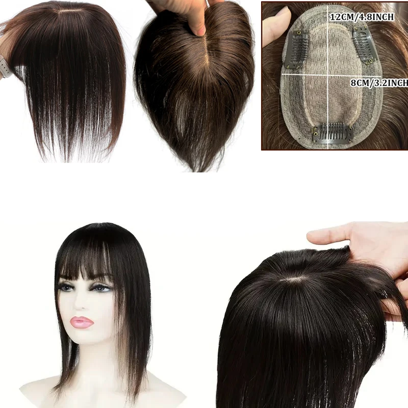 

Hair Toppers for Women with Bangs Toppers for Thinning Cover Clip in Wispy Bangs, Upgraded Adjustable Bandage, Straight Hair