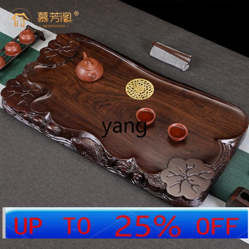 Lmm solid wood household tea table drainage creative large carved log tea sea round